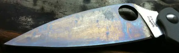Patina on a carbon steel blade